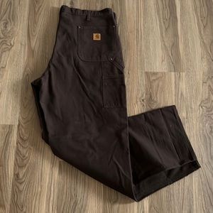 Carhartt dark brown double knee loose fit dungaree work pants